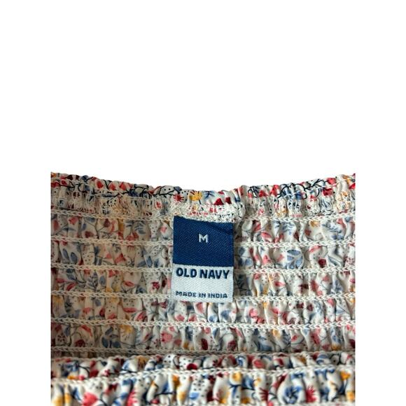 Old Navy Fully Smocked Tank Top Women’s Sz M Ditsy Floral Ruffle Coquette Fairy - Picture 5 of 9